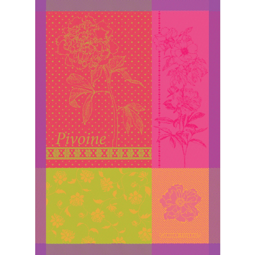 TEA TOWEL PIVOINE FUCHSIA, Garnier-Thiebaut