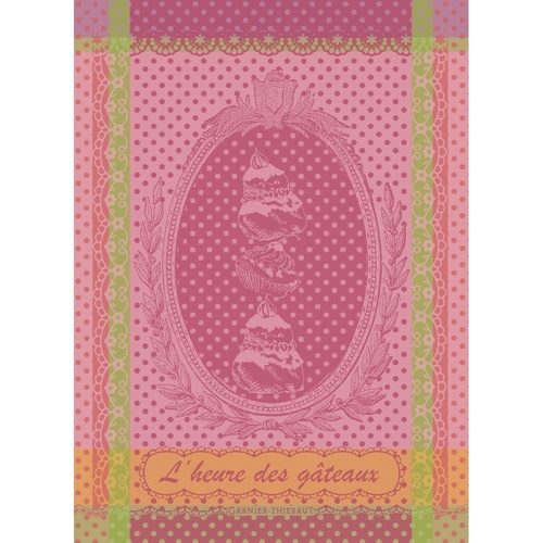 TEA TOWEL L'HEURE DES GATEAUX ROSE, Garnier-Thiebaut