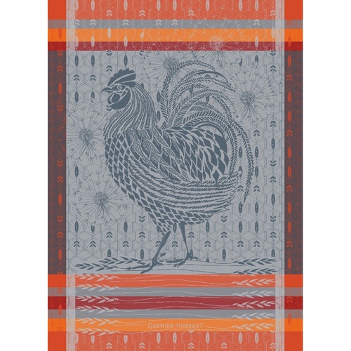 TEA TOWEL COQ DESIGN ORANGE, Garnier-Thiebaut