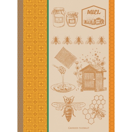 TEA TOWEL MIEL ET ABEILLES OCRE, Garnier-Thiebaut