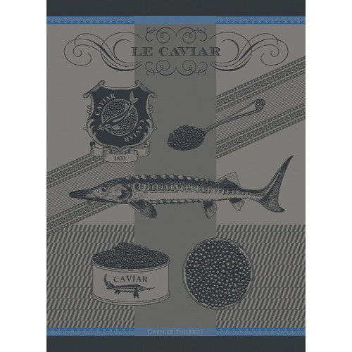 TEA TOWEL CAVIAR LISERE BLEU, Garnier-Thiebaut