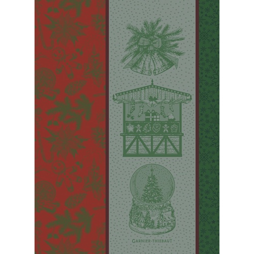 TEA TOWEL SOUVENIRS DE NOEL ROUGE ET VERT, Garnier-Thiebaut