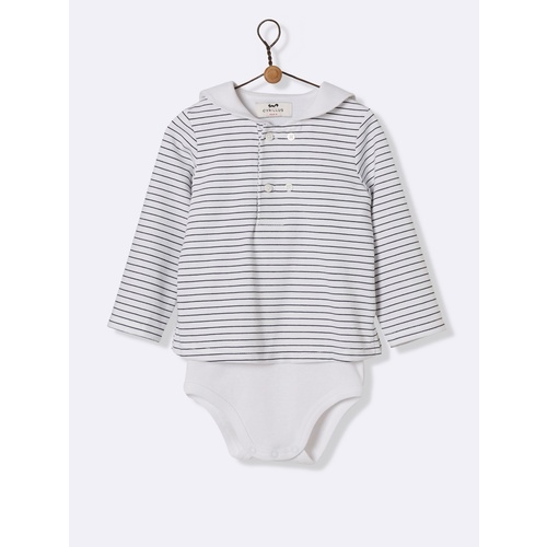 Baby's sailor-stripe bodysuit - navy/white stripe