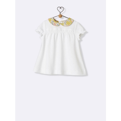Baby's t-shirt with liberty collar - white/dot/liberty swirling pet