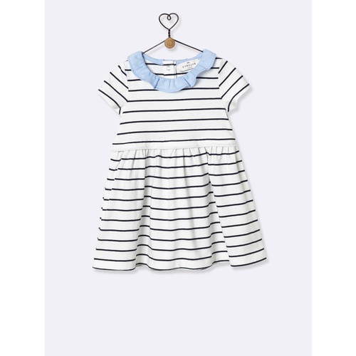 Baby's sailor-stripe dress - blue/white stripe