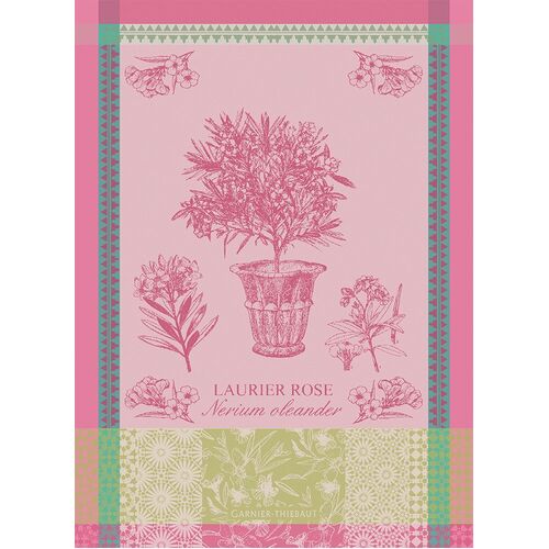 TEA TOWEL LAURIER EN POT ROSE, Garnier-Thiebaut