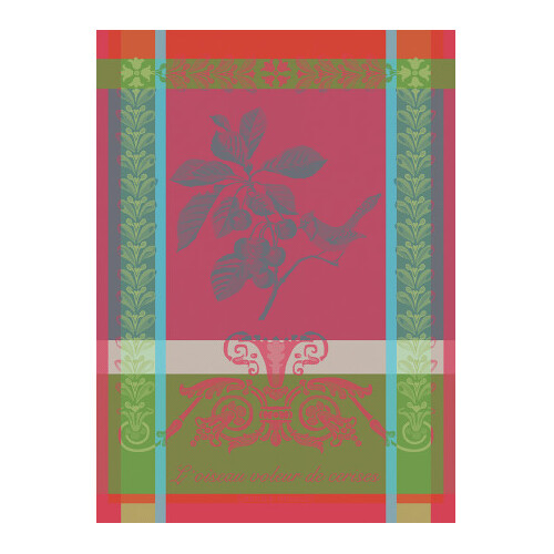 TEA TOWEL VOLEUR DE CERISES ROSE, Garnier-Thiebaut