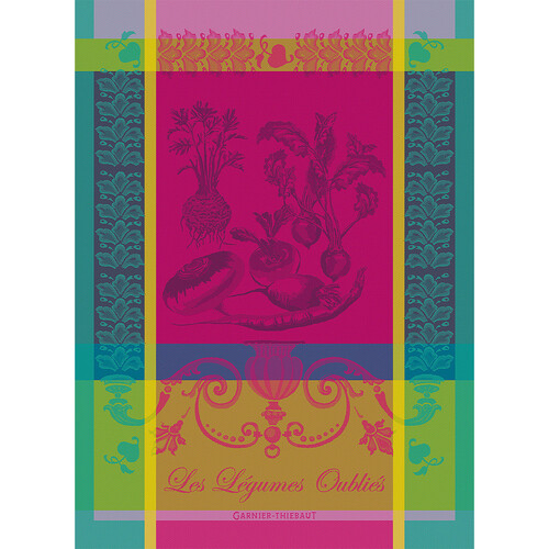TEA TOWEL LEGUMES OUBLIE FUCHSIA, Garnier-Thiebaut