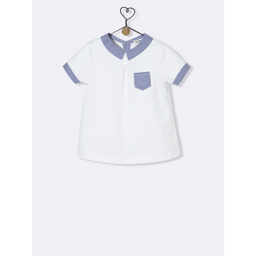 White shirt with blue checked collar, Cyrillus