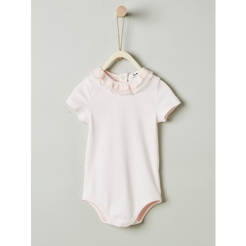 Baby's bodysuit with frill collar
